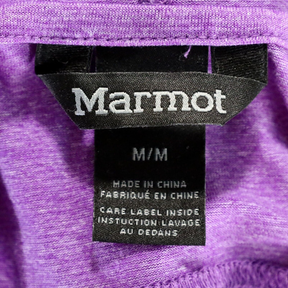 Marmot Top Womens Medium Purple Hoodie Henley Pockets Stretch Knit Blouse - Picture 4 of 13
